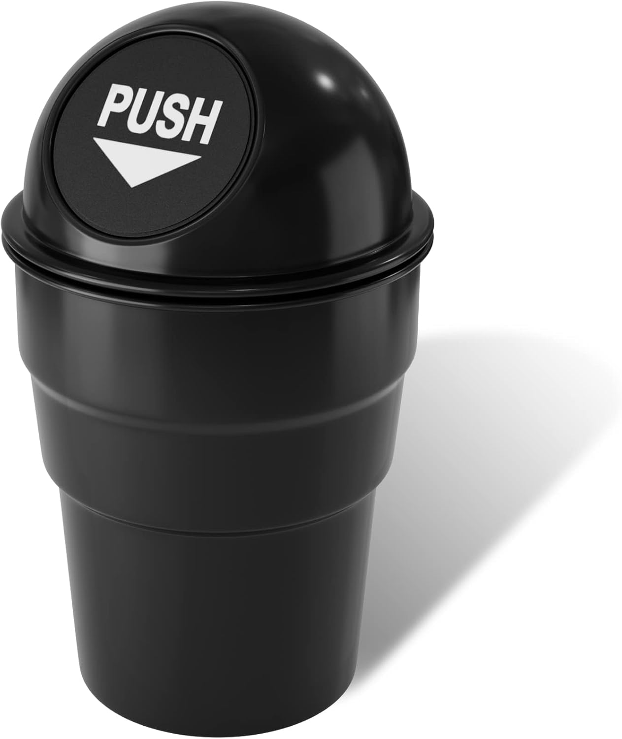 Moeput Mini Car Trash Can Cute Cup Holder Automotive Garbage Cans Cupholder Trashcan Portable Vehicle Bin Dustbin with Lid Leakproof Cool for Office Desktop Home Kitchen Bedroom (Black)