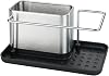 Wenko Orio Sink Organiser, Sink Organiser Made of Stainless Steel, Sink Caddy with Lots of Storage Space for Dishwashing Liquid, Dishcloth, Sponge, 21 x 10.5 x 12 cm, Matt Silver