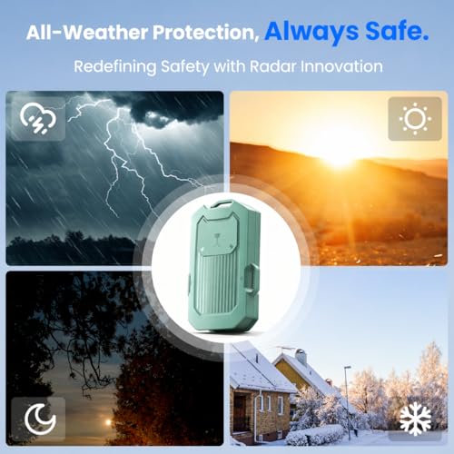 LETWESAF Wireless Radar Motion Detector Sensor – Add-On Accessory Only, No Receiver – 1/2 Mile Range, 50ft Detection Zone, Rechargeable, Weatherproof– Outdoor Security for Camping Home Driveway(Green)
