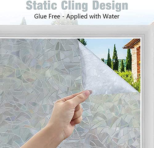 Rabbitgoo One Way Window Film Privacy, Static Cling Decorative Window Tinting Film For Home, Daytime Protection Stained Glass Films Heat Control Window Clings, Grayish Silver, 35.4X78.7 Inches #TOP3