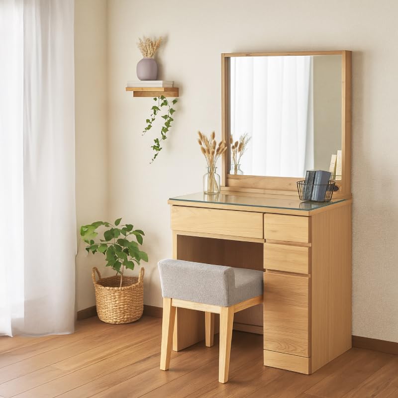 【9月末まで限定出品】ドレッサー アルダー天然木 無垢材 65cm幅 ナチュラル 送料無料】ドレッサー 天然木 アルダー無垢ドレッサー 木の