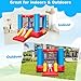 OLAKIDS Inflatable Bounce House, 3 in 1 Kids Jumping Castle with Large Bouncing Area, Slide, Basketball Rim, Indoor Outdoor Inflatable Obstacle Course with Carry Bag, Repair Kit (with 480W Blower)