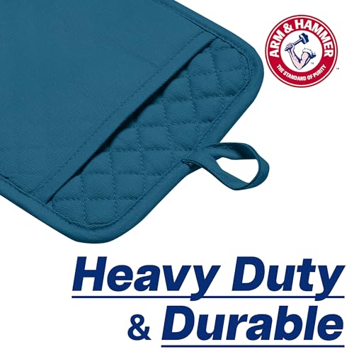 Arm & Hammer Quilted Pot Holders, Heat Resistant, Non-Slip Silicone Grip, 2 Pack, Navy - image 5