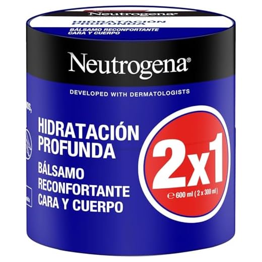 Neutrogena Fórmula Noruega Hidratación Profunda Bálsamo Reconfortante (Pack de 2 X 300 ml), crema hidratante corporal y facial con tecnología Pro-Ceramida para pieles secas