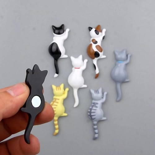 Miniatura 3 de Juego de 7 calcomanías magnéticas para refrigerador de gatos, decoración de cocina, para amantes de los gatos, decoración del hogar y la oficina