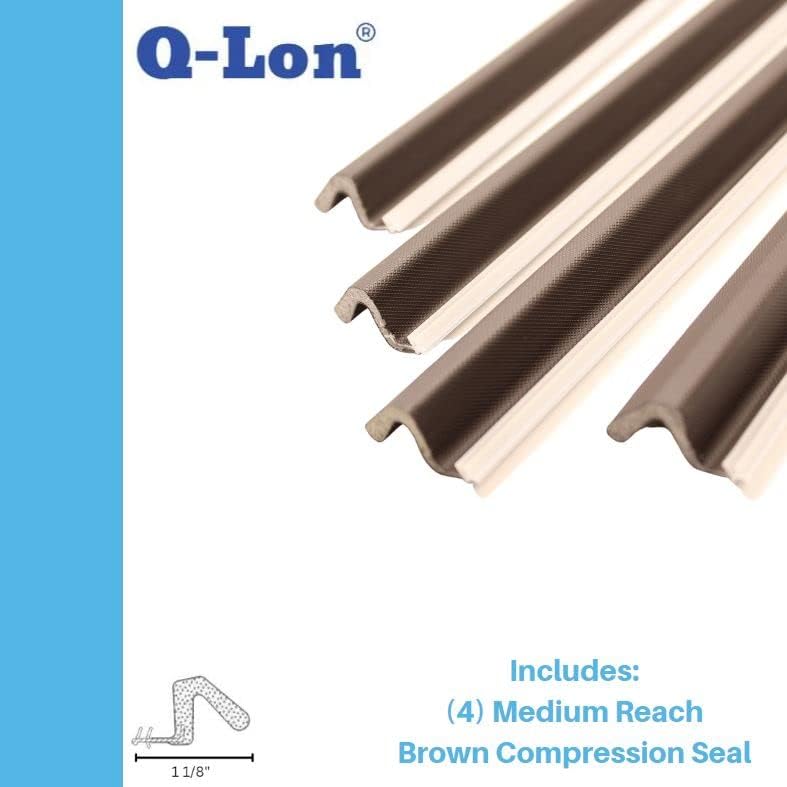 Q-Lon 81 Inch Replacement Compression Kerf Weather Stripping for a Complete Double Door (Medium Reach, Brown)