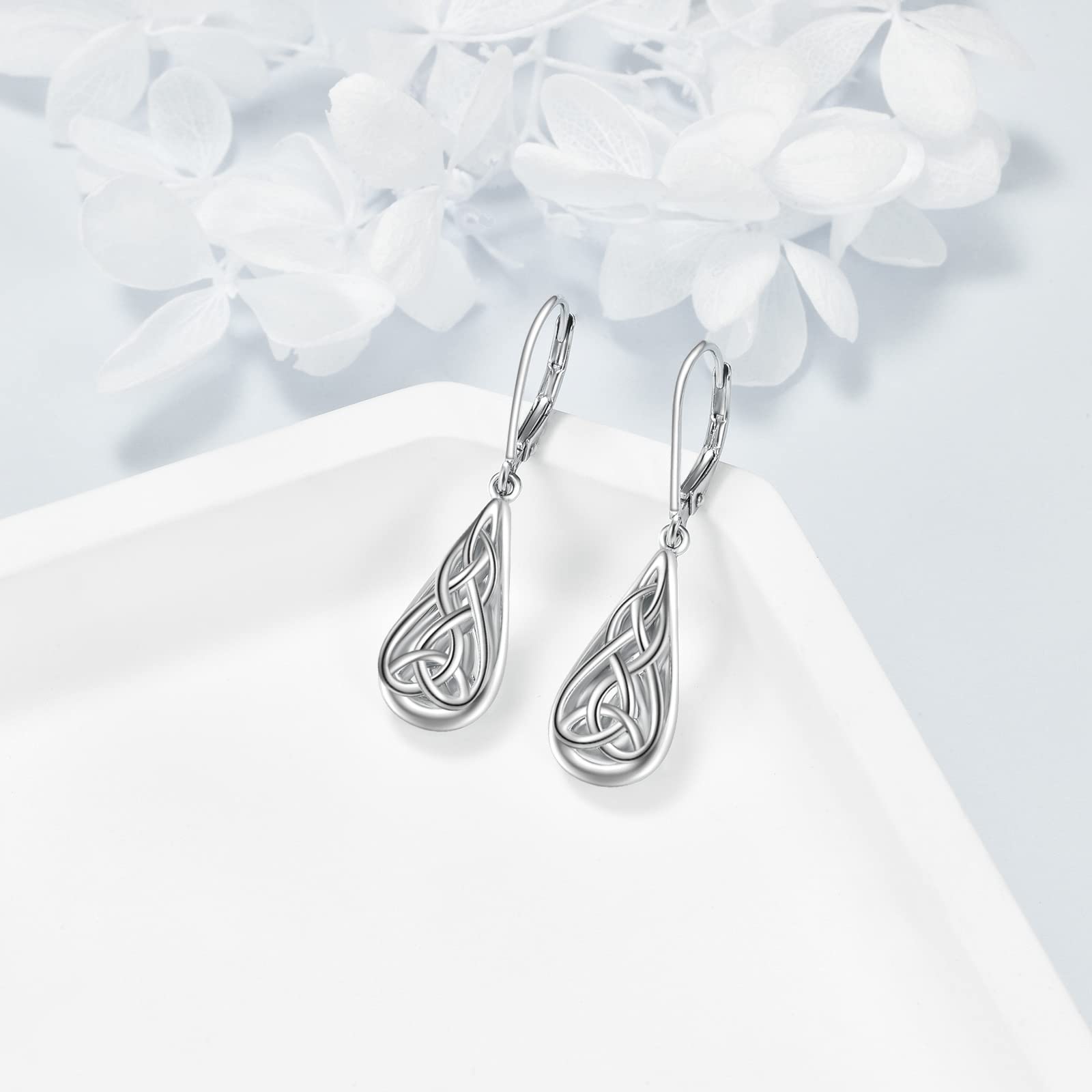 Keltische Ohrringe aus Sterling Silber irische keltische Tropfen Ohrringe Schmuck Geschenke für Damen