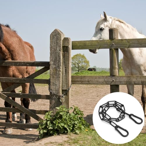 APOMOONS 2 Stück Edelstahlkette Schwarz,Kette Edelstahl mit Karabiner 0.5m Metallkette zum Aufhängen Gliederkette Edelstahl Kette für Zauntore,Gartentore, Käfigtore für Haustiere