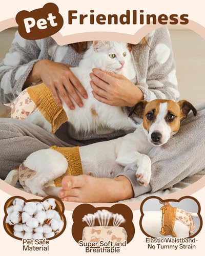 Image of Dono Disposable Pull Up Dog Diapers Female for Small Dog, Size L, 20 Count | 360 Elastic Waist, Ultra Absorbent Wider Leak-Proof Edges, For Doggy Female in Heat Peeing &Elderly incontinence, Tail Hole