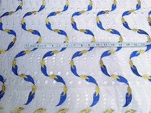 Encaje químico marfil y azul de 36 pulgadas para diseñar vestidos sin deshilachar 2