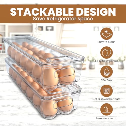 image for Utopia Home Egg Container With Lid and Handle for Refrigerator Organiz