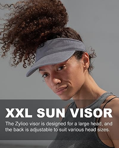 Image of Zylioo XXL Oversize Visor Hat,Large Athletic Cotton Sports Visor,Adjustable Small Solid Color Sun Cap