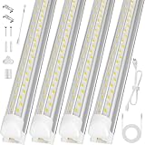 YAHOLUMIN 8FT LED Shop Light 100W 15000lm 5000K, V-Shape Linkable 96' Tube Lights with Plug, Super Bright 8 Foot T8 Integrated Fixture for Workshop Garage Warehouse, 4 Pack