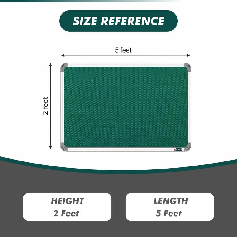 Image of YAJNAS 2X5 Feet Premium Material Green Designed Notice Board with Acrylic Door /Soft Board /Bulletin Board /Pin-up Display Board for Study Room, Office, School & Home Use