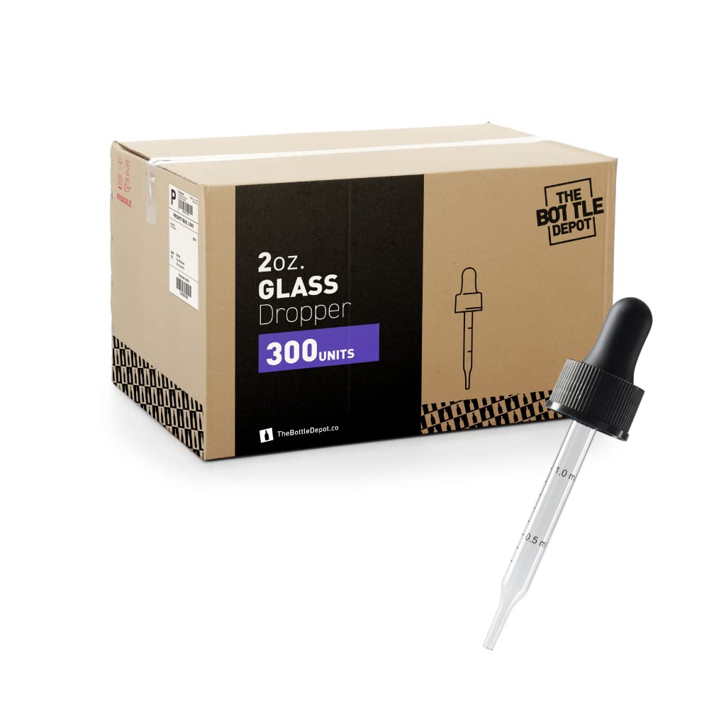 The Bottle Depot Bulk 300 Pack 2 oz Glass Dropper Neck Finish 20-400; Wholesale Quantity