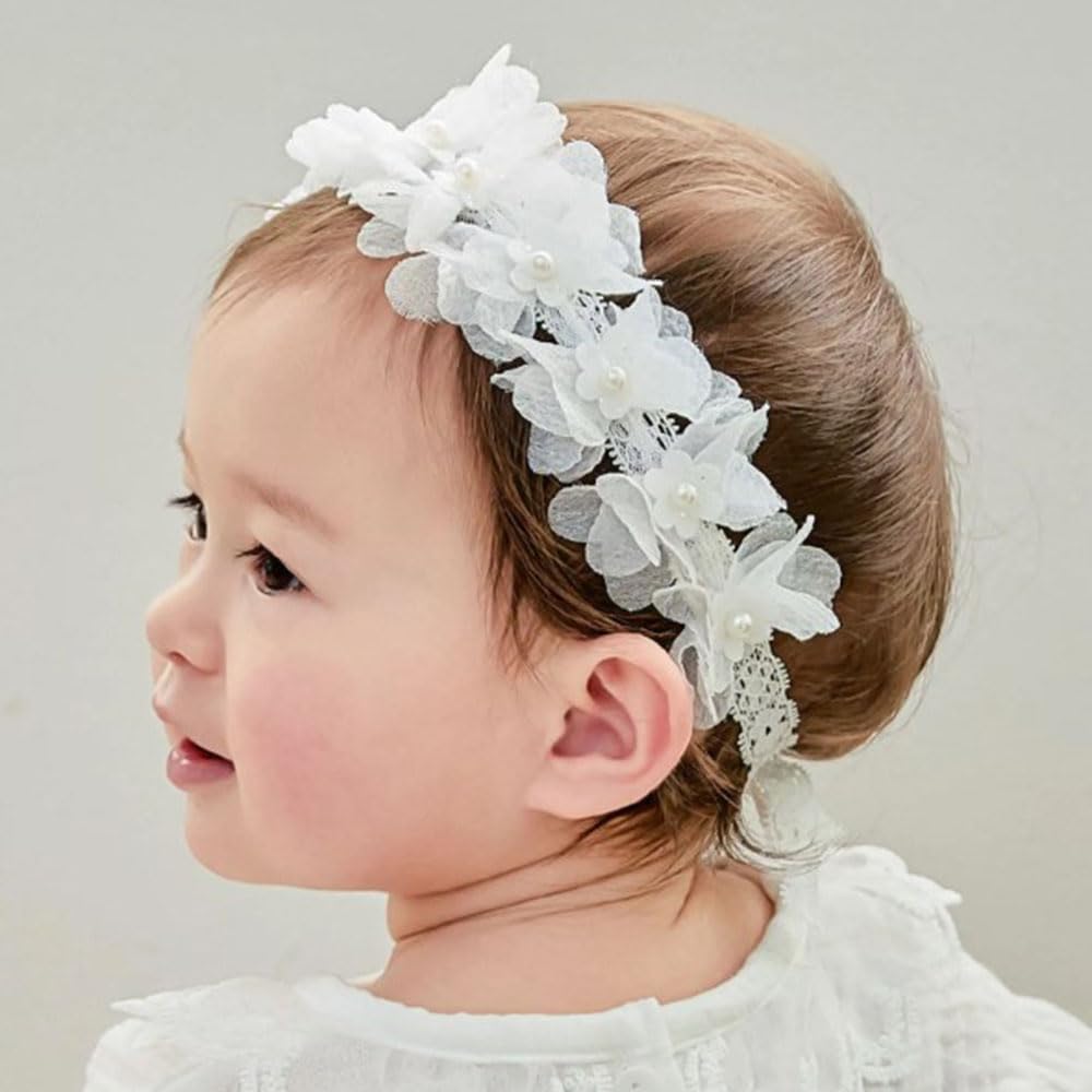 Asphinien Lace Big Bow Baby Girls Headband Floral Hair Band Toddlers Newborn Infants Christening Baptism Party Hair Accessories for 0-36 Months