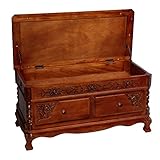 International Caravan Furniture Piece Carved Wood 2 Drawer Storage Bench