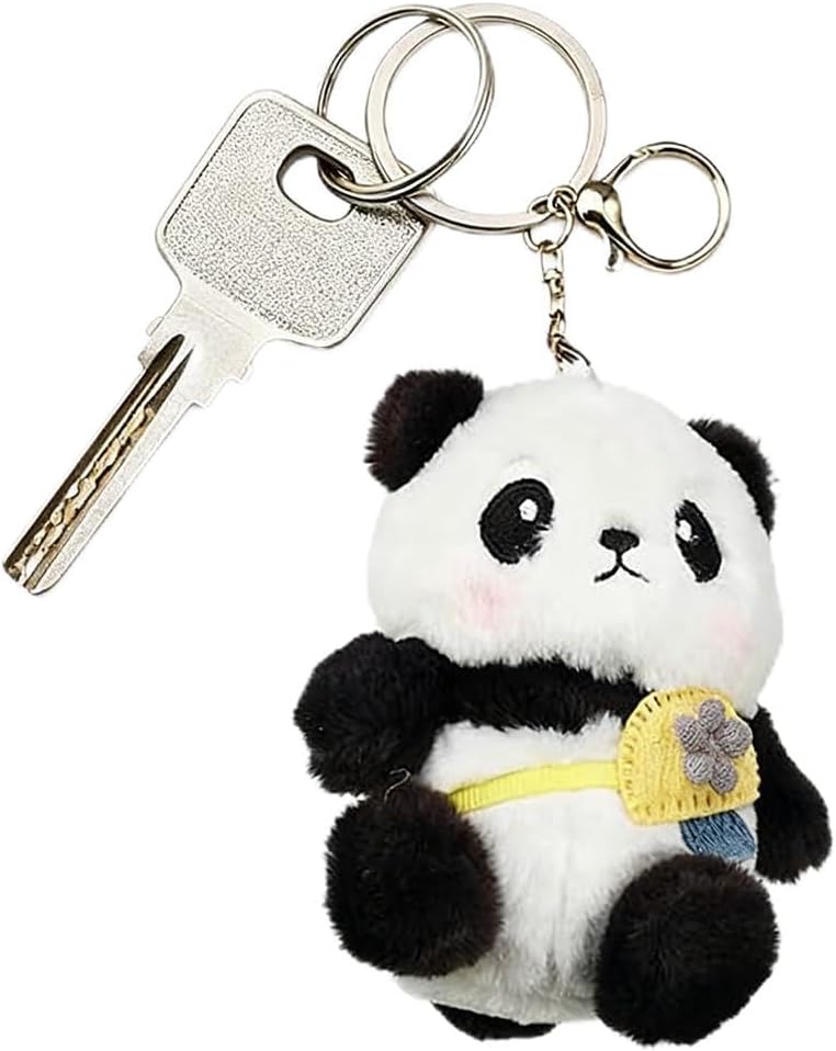 Cute Panda Plush Keychain for Backpack, 4 Inch Panda Bear Keychain Purse Charm Pendant Gift for Women