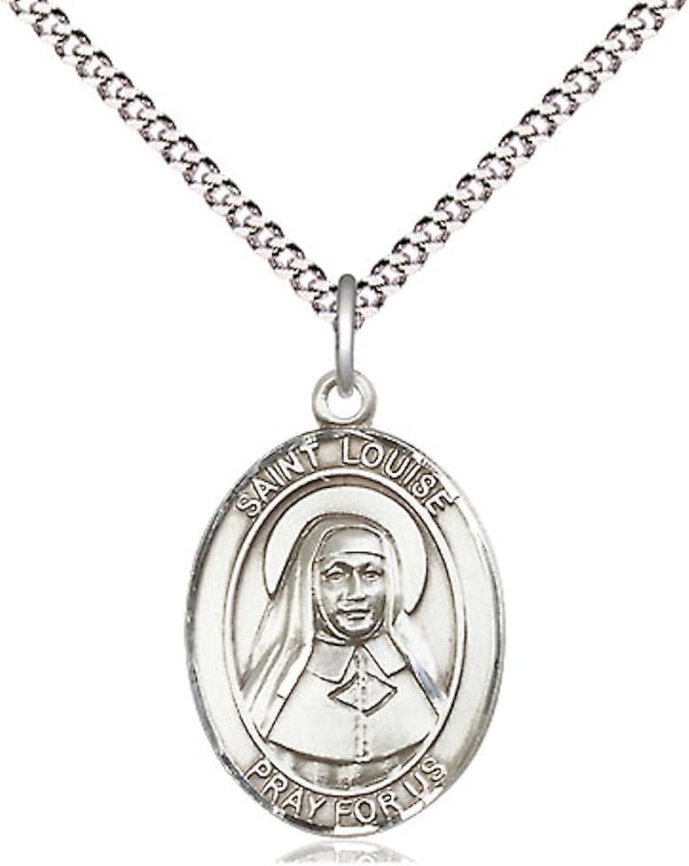 CatholicStore St. Louise de Marillac Medal in Fine Pewter, 3/4" Tall on a 18" Light Rhodium Clasp Chain