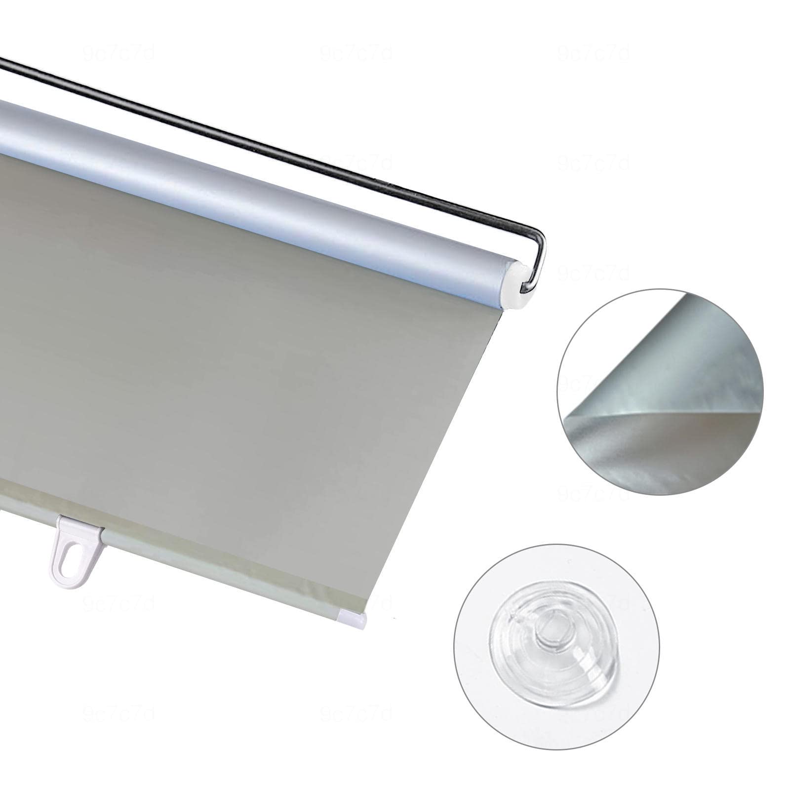 Kgudys Grey Balcony Curtains With Suction Cups,Blackout Roller Blinds,30/40/55/68/75Cm Suction Cup Roller Shades,Portable Window Cover Curtains,No Drilling Blinds For Windows And Doors,-65X125cm/25X49in