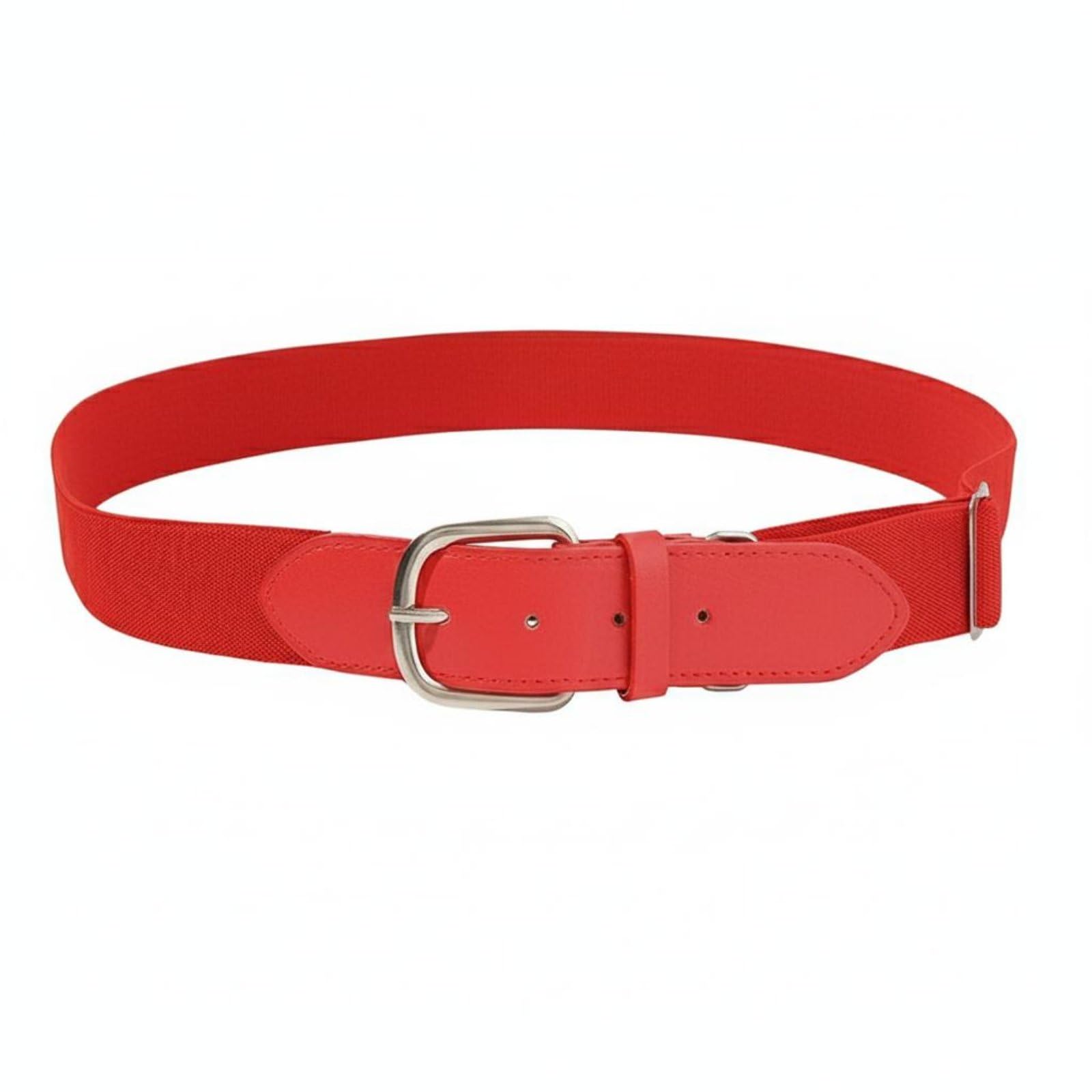 comfortable stretch baseball belt single size fits most elastic uniform belt steel buckle athletic apparel long-lasting material for students, kids, red