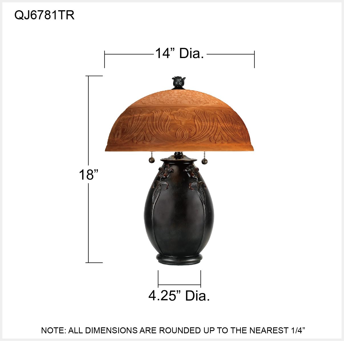 Quoizel Glenhaven 2-Light Teco Rossa Table Lamp with Art Nouveau