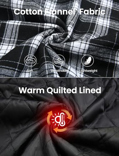 COOFANDY Mens Flannel Shirt Jacket Cotton Quilted Lined Plaid Shirt Long Sleeve Button Down Hoodie Jackets2