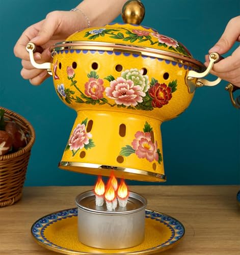Olla tradicional de cobre cloisonné para fondue miniatura 6