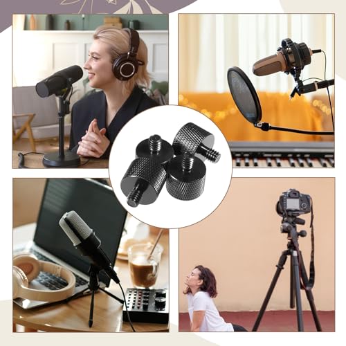 4 Stück Mikrofonständer Adapter 5/8\ auf 1/4\ Mic Stand Adapter Stativ Schraube Adapter, Gewindeadapter Stativ Schraube Adapters für Kamera,Lautsprecher,Kamerastative