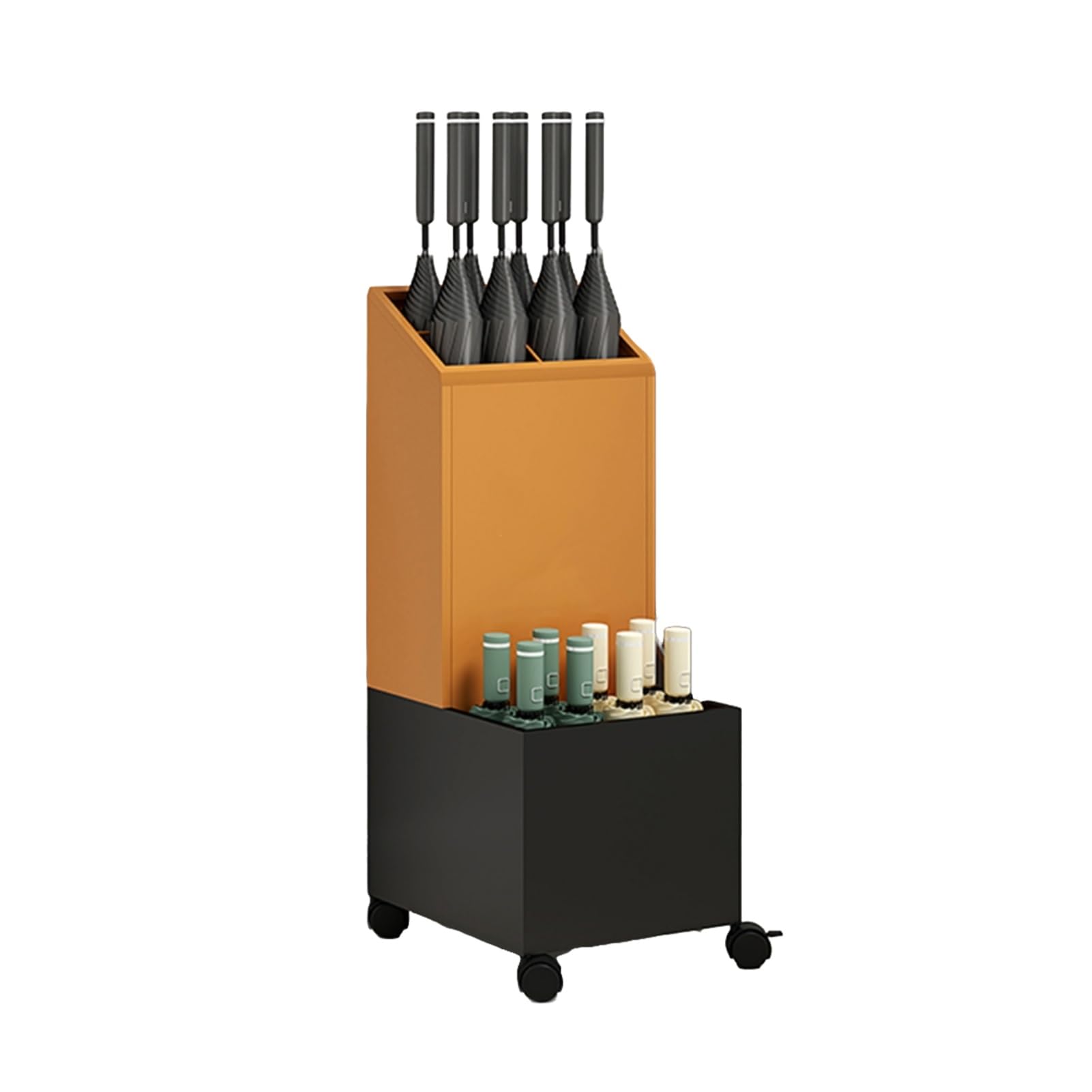 FCXWEVR Umbrella Rack with Wheels Freestanding nizer Bin for 30 Umbrellas Removable Drip Tray Perfect for Home Office & Hotel - Color 4 60x25x48cm