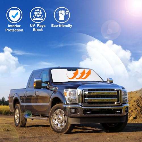Image of Windshield Sun Shade Custom Fit for 2008-2016 Ford F250 F350 Super Duty 2Dr Regular Cab,4Dr Super Crew Cab,Super Cab Accessories Foldable Sunshade Keep Car Cooler