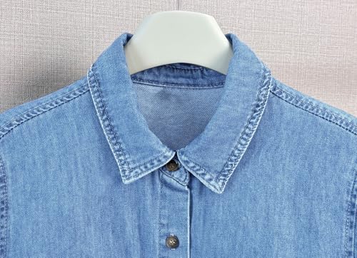 Image of chouyatou Women's Summer Short Sleeve Denim Shirt Dress Business Casual Button Down Midi Long Jean Dress