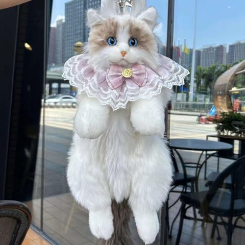 Image of Wise Guys Cat Shape Backpack Bag for Kids Girls with Sound, Realistic Cat Bag, Soft Plush Animal bag (Random Color)