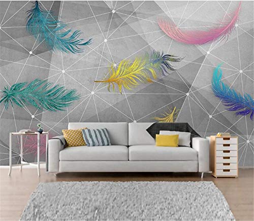 Papier peint lignes géométriques 3D moderne pour mur de salon