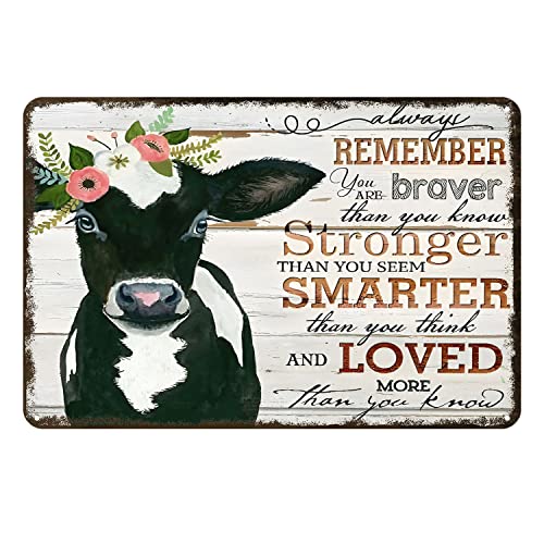 Gnelde Metal Sign Cow Retro Decor Funny Tin Sign Home Kitchen Bar Cafe Farm Club Cave Wall Decor Cow Tin Sign 12 X 8 Inch #TOP5