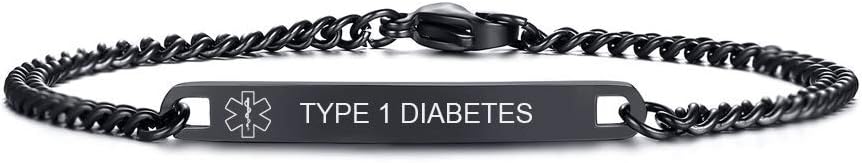 VNOX Medical Alert ID Bracelet - Mens Womens Stainless Steel ID Tag Medical Alert Emergency Bracelet,7.2/8/8.4 Inches