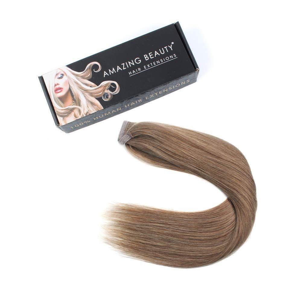 ABH AMAZINGBEAUTY HAIR Real Remy Human Hair Ponytail for Women Wrap in Easy to Use 100 Gram, Chestnut Brown Color 6, 20 Inch