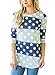 Annflat Women's 3 4 Sleeve Polka Dot T-Shirts Casual Striped Blouse Tops X-Large