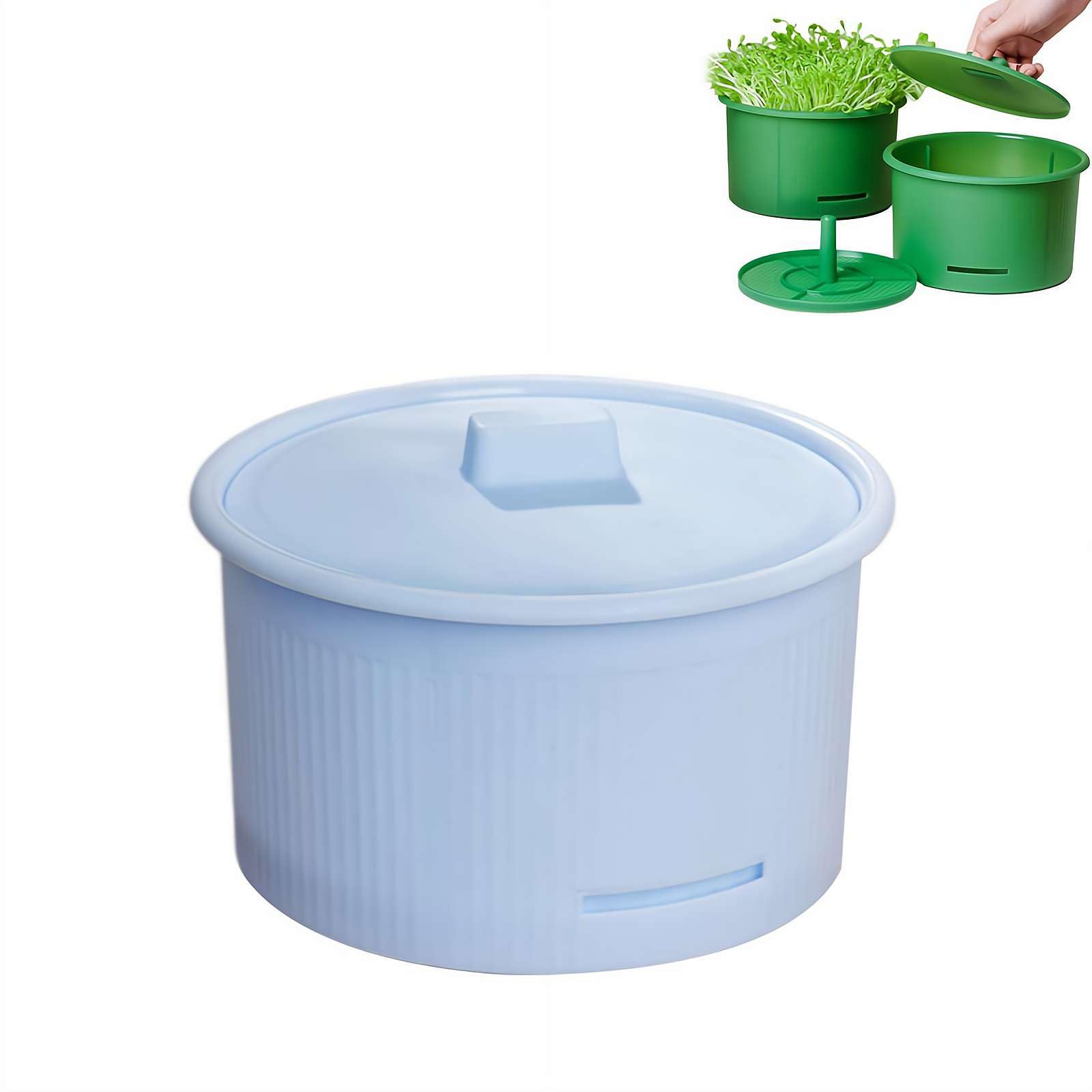 Single-Layer Bean Sprout Growing Kit – 7.3" Kitchen Sprouter with Grid Tray & Light-Blocking Lid, Plastic Sprouting Pot for Healthy Mung Beans, Lentils, Broccoli & Alfalfa