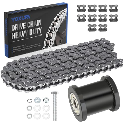 YOXUFA 35 Chain for Mini Bike Coleman CT100U CC100X Baja Doodle Bug DB30 Motovox MBX10 MBX11 Mega Moto MM-B80 105cc Predator 79cc 97cc 100cc Engine Parts with Mini Bike Chain Tensioner (140 Links)
