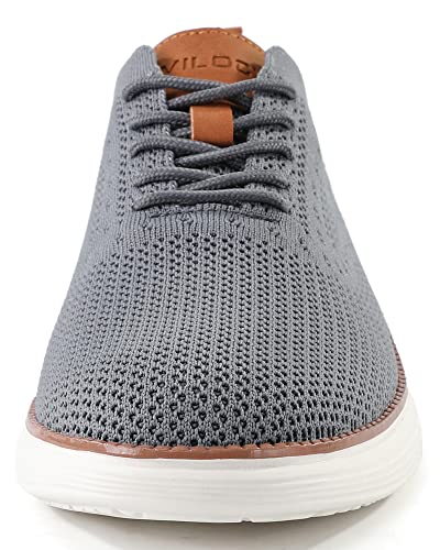 Vilocy Men's Dress Sneakers Oxfords Casual Business Shoes Lace Up Lightweight Walking Knit Mesh Fashion Sneakers Grey,Us10 Eu43 #TOP4