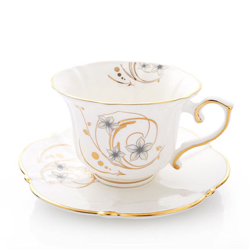 Hueso Fino China Taza De Té Y Platillo Conjunto, Taza De Café De Porcelana, Tazas De Té De Porcelana Y Platillos De Color Flores De Colores Día Del Padre 220 Ml Tazas De Té Y Platillos De Té De Porcel