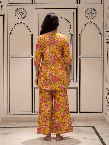 Image of Leriya Fashion Kurta Sets for Woman | Co ord Set for Women Stylish | Kurti Set for Woman | Short Kurti for Women | Kurtis | Ethnic Jaipuri Straight Kurta Set with Palazzo Pants | Salwar Suit for Party Outfits