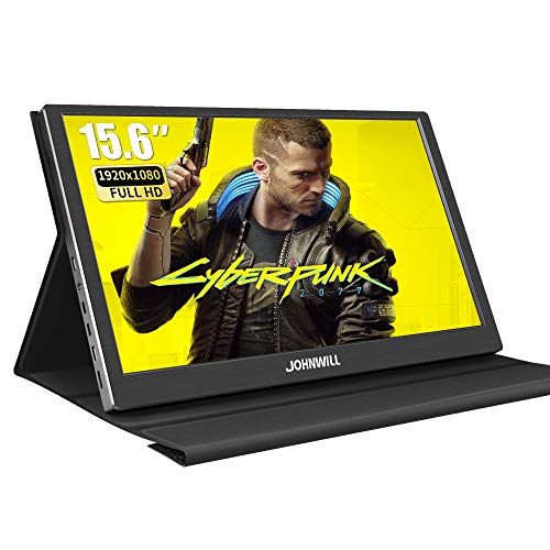 Johnwill - Monitor portátil para Videojuegos (15,6 Pulgadas, USB-C, Ultra HD, 1920 x 1080 IPS, Pantalla LCD, LED, HDMI/Dos Tipos C (USB C), Dos interfaces USB, Monitor de Juegos)
