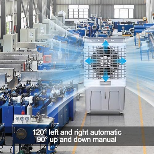 Portable Evaporative Air Cooler, 3-Speed Swamp Cooler with 120° Oscillation, Ideal for Outdoor & Indoor Use, Knob Control, 60L/16 Gallon Capacity