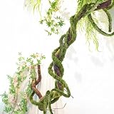 1 Pcs 196in Large Bendable Artificial Tree Branches with Moss Enchanted Forest Decorations DIY Jungle Vines with Moss Jungle Party Decor for Garden Landscape Decor Outdoor Forest