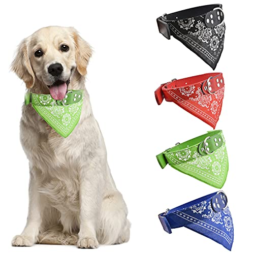 HACRAHO Hunde-Halstuch-Halsband, 4 Stück Katzenhalsband mit Bandanatuch Hunde Halsband mit Tuch Halstuch Bandana für Hund Katze Haustier Verstellbar