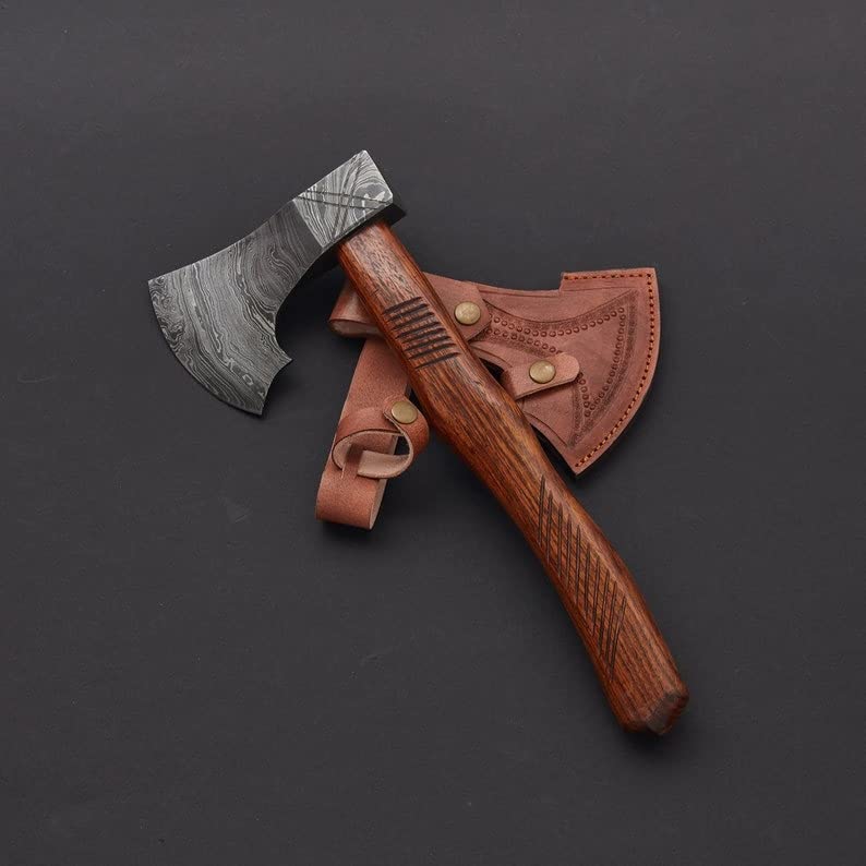 Custom Handmade Damascus Tomahawk Axe - Damascus Axe - Survival Axe - Camping Axe - Bushcraft Axe - Wood Axe - Battle Axe - Damascus Steel Axe - Viking Axe with Sheath
