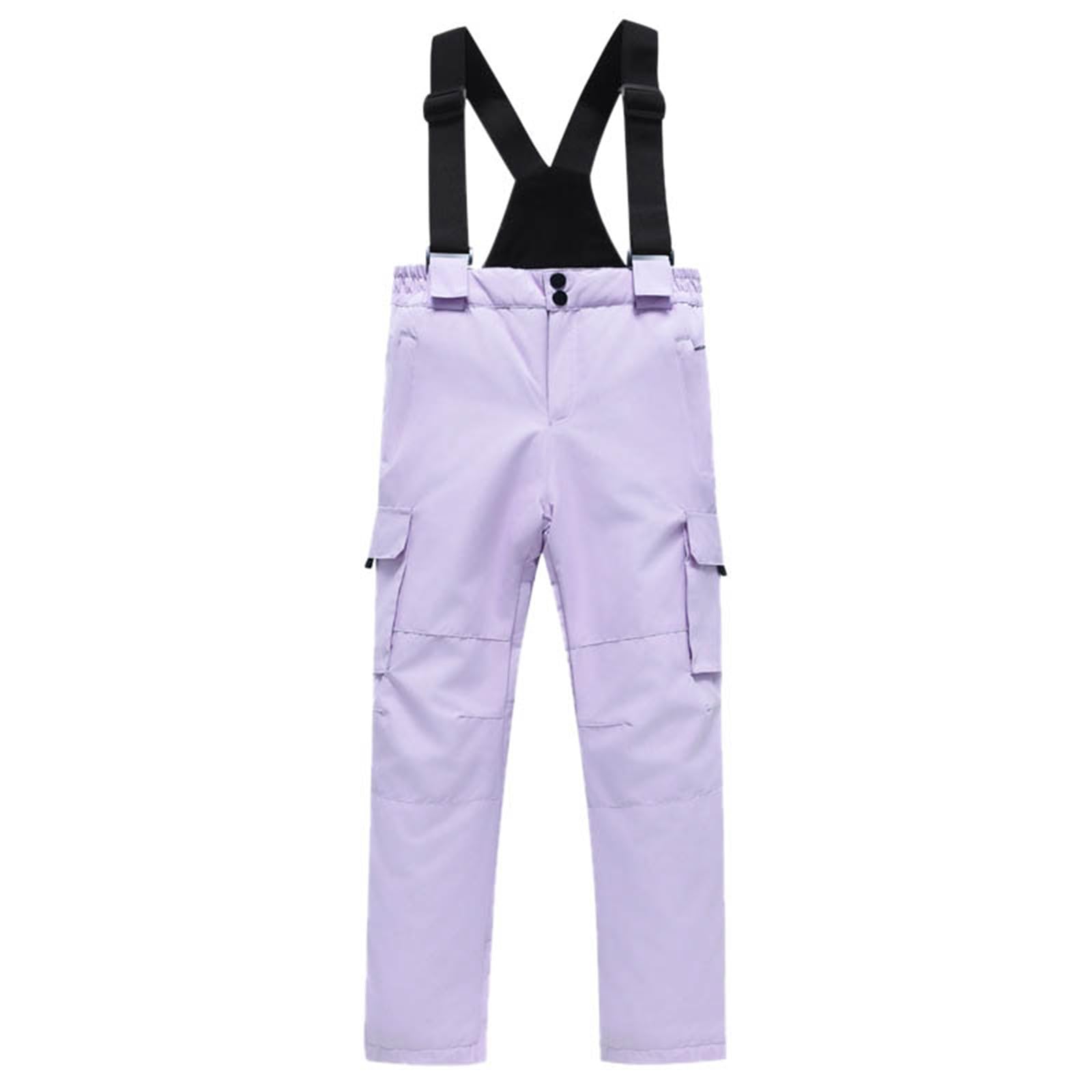 Generisch Pantalon de neige sans bretelles pour enfants : pantalon de ski garçons extra large pantalon de randonnée à ski longue combinaison d'hiver thermique grandes tailles pantalon de snowboard