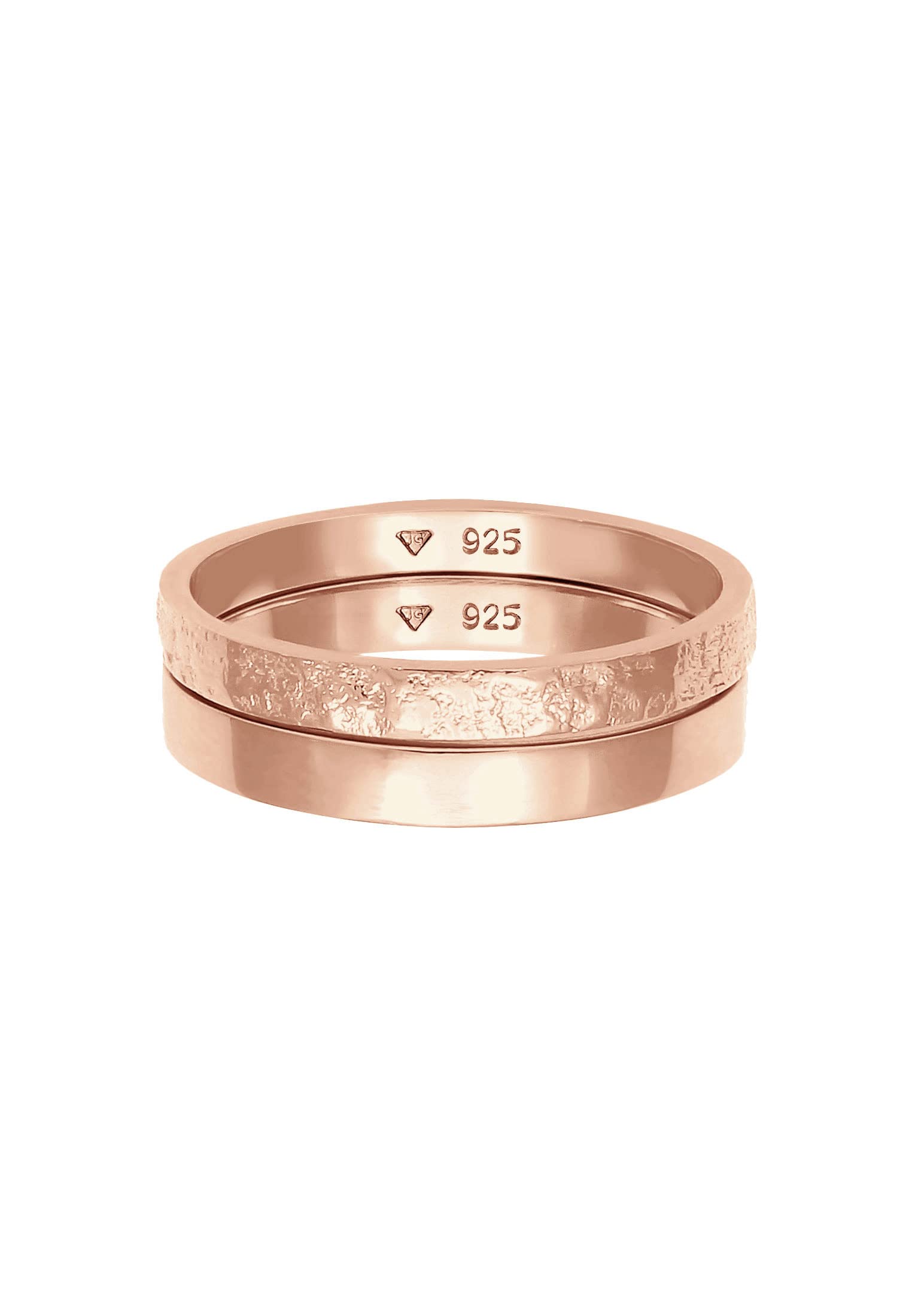 Elli Ring Damen Set Basic Look Gehämmert Kombinierbar 925 Silber
